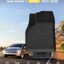 3W Tesla Model Y Juniper Floor Mats(Not for Standard), Front Rear Cargo Liner & Seatback Protector, Custom Fit 2025 2026 Model Y Accessories, TPE All Weather Odorless Non-Slip