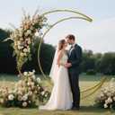 Moon Shape Wedding Metal Arch Backdrop Gold Flower Balloon Arbors Stand for Wedding Birthday Party, Graduation Decorations and Baby Shower