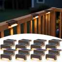SOLPEX Solar Deck Lights, Solar Step Lights for Outside Waterproof Led Stair Light for Outdoor Fence, Balcony, Patio, Railing, Front Porch, Yard and Pathway(16pack Warm White) (Brown)