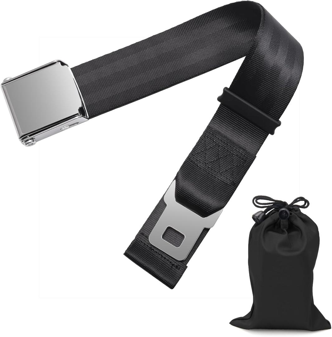 Coolrunner Airplane Seat Belt Extender, Adjustable 7-32" Airplane Seatbelt Extender Fits Most Airlines Free Carrying Case Black
