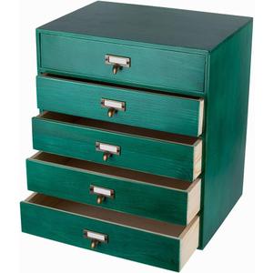 Desktop Drawer Organizer - Large Wooden Drawers Vintage Box with Drawers Paper Storage File Folder Organizer Library Card Catalog Cabinet (L-GREEN)