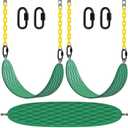 Dolibest Heavy Duty Swing Seats (2 Pack) with 66 Chain and Carabiners, Comfortable and Durable Plastic Coated Swing Set Accessories Replacement for Outdoor Playground, Green