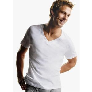 Hanes Men's V-Neck, Cotton Moisture-Wicking White Tee Undershirts, 6 Pack