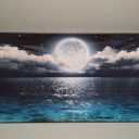 Wall Art Moon Sea Ocean Landscape Picture Canvas Wall Art Print Paintings Modern Artwork for Living Room Wall Decor and Home Dcor Framed Ready to Hang,1inch Thick Frame, Waterproof Artwork., 40"L x 20"W