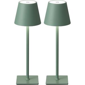 KDG 2 Pack Cordless Table Lamp,Portable LED Desk Lamp, 4000mAh Battery Operated, 3 Color Stepless Dimming Up, for Restaurant/Bedroom/Bars/Outdoor Party/Camping/Coffee Shop Night Light(Green)