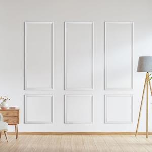 Peel and Stick Wall Molding Kit, Accent Wall Panels for Interior Wall Decor with Double-Sided Tape, 3 Set Pre-Cut PS Wainscoting Panels (54 * 24 in)