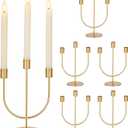 Sziqiqi Gold Candlestick Candle Holders - Candlesticks Candelabra Centerpiece for Tables Taper Candle Holder Bulk 6 Pieces Metal Candleholders for Christmas Wedding Party Event Decorations (6 Pcs, Gold)