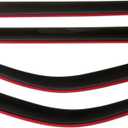Window Deflectors, Black, Smoke Tint, 4-Piece Set, Automotive Wind Guards with Red Accent Trim