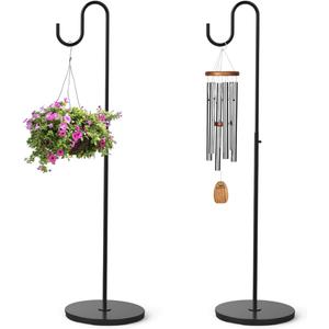 2 Pack 33" - 59" Adjustable Shepherds Hooks Stand, Hanging Wind Chimes, Hummingbird Feeders, Lanterns, Plants and Wreath, Suitable for Outdoor Indoor, Holds Up to 16 LBS