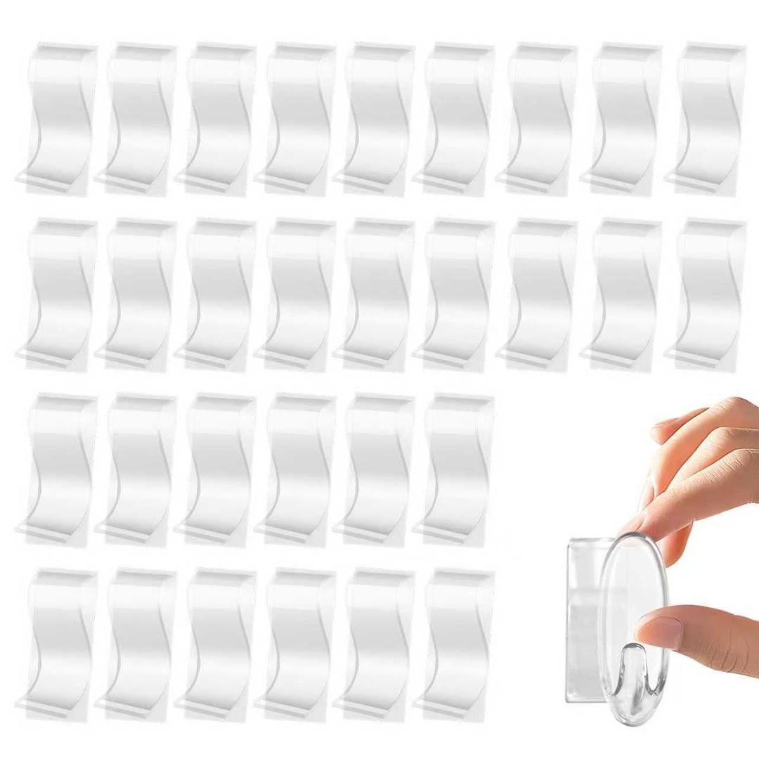 2 x Mini Clear Refill Strips Compatible with Command, 30 Removable Adhesive strips, Clear Strip Refills for Hooks, Damage-Free Adhesive Strip for Hanging Clips, Decorations and Fairy Lights (Only Refills)