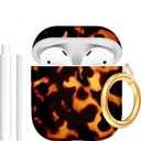 Case for Airpods 2/1 Gen,Tortoise Pattern Airpods 2nd/1st Generation Cover Protective Skin Girl Women with Keychain for Apple iPod 2nd/1st Gen - Tortoiseshell