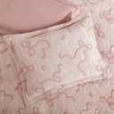 Geniospin Pink Full Comforter Set for Girls- 7 Pieces Bowknot Jacquard Bed in A Bag Full Bedding Sets with Sheets, Pillowcases & Shams, All Season Kids Comforter Set (Full (80"x90"))