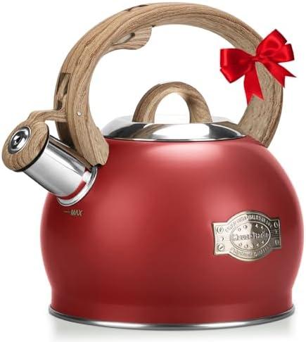 Hauce Radio Tea Kettle for Stovetop, 2.1 Quart Loud Whistle Stovetop Teapots,Food Grade Stainless Steel Tea kettles for Stove Top with Anti-hot Ergonomic Handle,Suitable for All Heat Sources