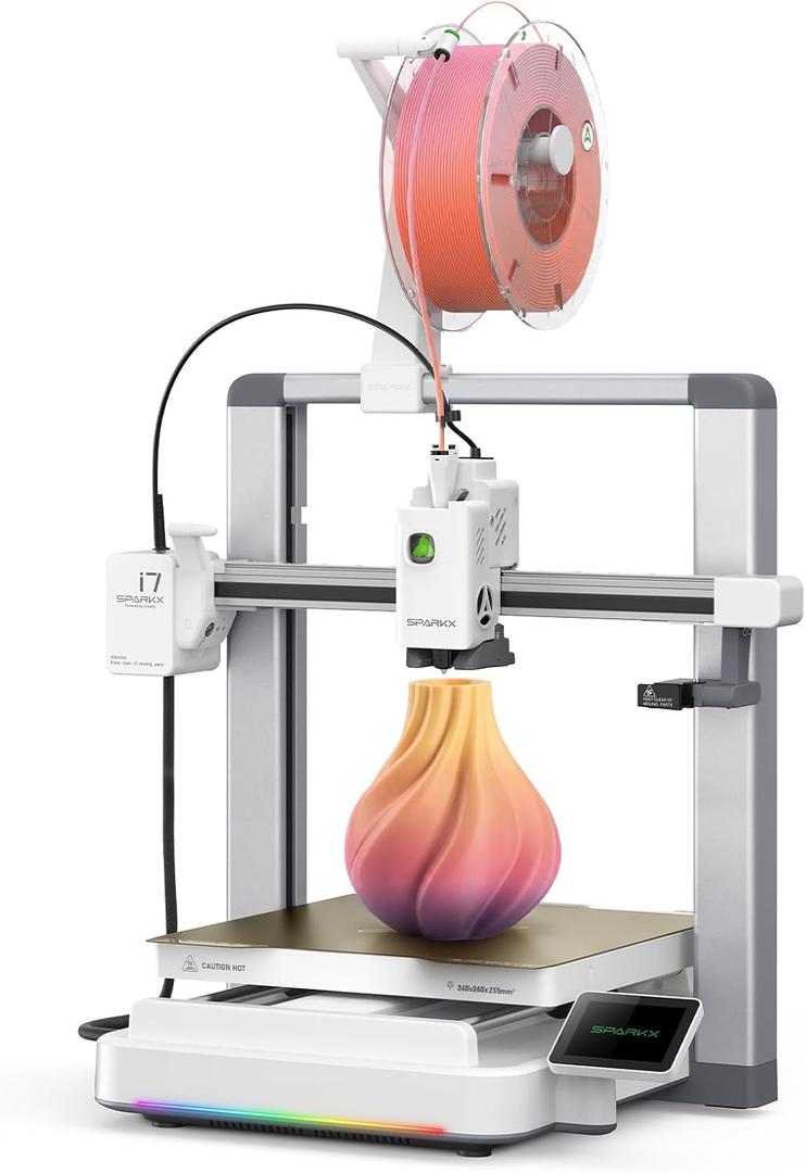 Creality SPARKX i7 3D Printer, Multi Color Need CFS AI Photo 3D Printing 500mm/s High Speed 95% Pre-Assemble RGB Light Smart AI Camera Auto-Leveling Essential Parts Low Noise 10.24×10.24×10 inch