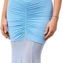 HTZMO Women Sexy Off Shoulder Bodycon Maxi Dress Strapless Ruched Wedding Guest Formal Party Long Dresses (Medium, Blue)