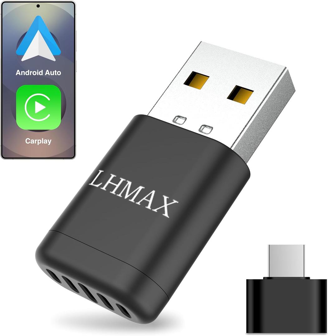 Ultra-Compact USB-C/A Apple Wireless CarPlay Wireless Android Auto Adapter Hide this car play wireless adapter in your port for a clean dash,  
Connector Type	USB Type A, USB Type C
Color	Black
Item dimensions L x W x H	1.26 x 0.63 x 0.3 inches