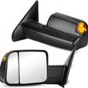 Pair Towing Mirrors Rear View Mirrors fit for 2002 2003 2004 2005 2006 2007 2008 Dodge Ram 1500, 2003-2009 Dodge Ram 2500 3500 Manual Folding Flip Up Heated Side Mirror with Amber Turn Signal light