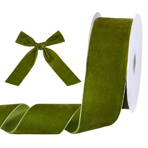 PH PandaHall Olive Green Velvet Ribbon, 2 Inch x 10 Yards, Multiple Occasions, Classic Style, Solid Pattern