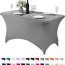 Spandex Table Cover for 4FT Table Universal Fitted Stretch Tablecloth for Party, Banquet, Wedding and Events-Gray (Grey)