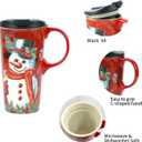 Christmas Ceramic Coffee Mug Snowman Travel Cup with Gift Box, 17oz Latte Cup for Xmas Holiday Party, Microwave Safe