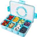 Snackle Box Container with Sealed Lid  Portable BPA-Free Snack Box with Foldable Handle, Divided Serving Tray for Fruit, Candy, Nuts & Veggies  Perfect for Travel, Picnic, Beach & Party 11.8" x 8.8" (Blue)
