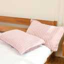 Faux Fur Striped Throw Pillow Covers Set of 2 Ultra Soft Shaggy Plush Pillow Cases Standard/Queen Size Decorative Fluffy Pillowcases Pillow Shams with Zipper Closure(Standard,Blush Pink)