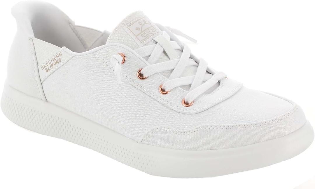 Skechers Women's Hands Free Slip-Ins Skip Cute - B Cute Sweet Sneaker (7, White)