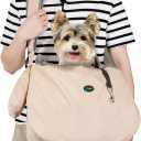 Ownpets Pet Sling Carrier, Fits 15 to 25lbs Extra-Large Dog/Cat Sling Carrier Reversible and Hands-Free Dog Bag with Adjustable Strap and Pocket Shoulder Pad, Beige