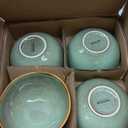 KINGSTONE Stoneware Dinnerware 4 Pieces, Reactive Glaze Bowls, Green