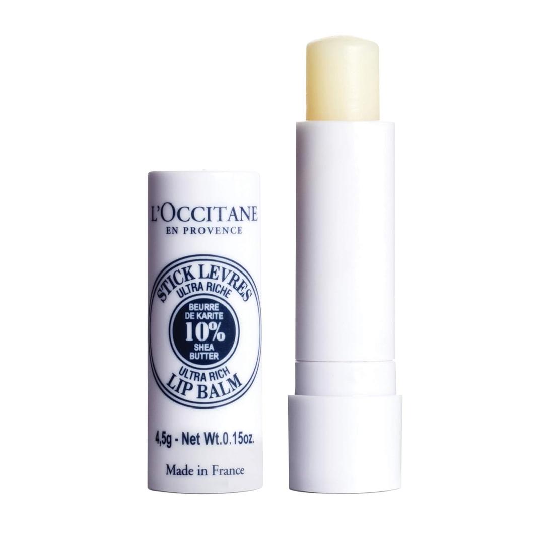 L'OCCITANE 10% Organic Shea Butter Ultra Rich Lip Balm Stick, Moisturizes, Nourishes, Repairs & Softens Dry, Chapped Lips, Long Lasting, Vegan