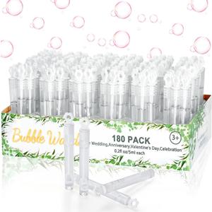 180 Pieces Mini Bubble Wands Set,White Petal Bubble Wand for Weddings,Valentine's Day,Anniversaries,Celebrations,Themed Party,Summer Toys for Girls Boys Kids Adults