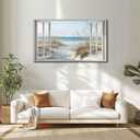 Large Window Beach Canvas Wall Art Coastal Ocean Painting Decor Pictures Modern Summer Seascape Coastal granddaughter Posters Prints for Bedroom Living Room Corridor Office Home Decoration, 48"L x 24"W