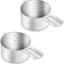 2PCS 2/3Cup (160ml, 5.3oz) Single Measuring Cup, Etched Inner Scale Stainless Steel Measure Scoop, Metric and US Measurement, Dishwasher Safe