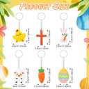 Equsion 60 Pcs Easter Keychain Easter Day Party Favors Bunny Key Chain Key Ring Rabbit Cross Hanging Kit Carrot Eggs Party Decorations for Hunting Party Decor