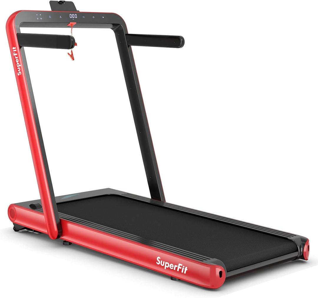 SuperFit 4.75HP 2 In 1 Folding Treadmill W/Remote APP Control Red