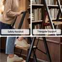 3 Step Ladder,Folding Step Stool with Aluminum Wide Pedal& Convenient Handgrip,330lbs Capacity Steel Ladder for Household and Office(Black &Woodgrain)