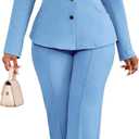Kafiloe Women Suits 2 Piece Set Long Sleeve Blazer Pants Suit Dressy Business Casual Work Outfits Office , Large
