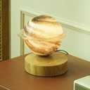 Small Globe Table Lamp Glass Ball Desk Lamp,Solid Wood Base Moon Lamp, Mid Century Modern Nightstand Bedside Lamp for Bedroom,Living Room, Kids,Office, Home Decor Romantic Gifts for Her