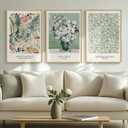 Framed Large Matisse Wall Art for Living Room and Bedroom, Set of 3 Piece Vintage Sage Green Canvas Painting Artwork for Walls, William Morris Botanical Floral Wall Art Prints for Guest Room, Bathroom, Hallway, Home Office Wall Decor, 16x24 Inch 