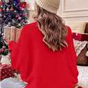 Christmas Sweaters for Women Merry Sweater: Oversized Turtleneck Sweaters 2025 Long Batwing Sleeve Xmas Pullover Tops (Red-4)