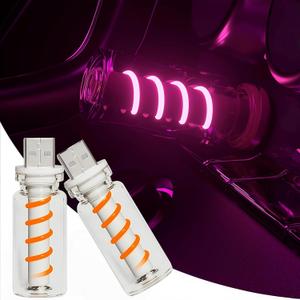 LED Car Interior Light, Touch Control USB Night Lamp, Retro Style Ambient Lighting for Auto, Bedroom, Desk (2PCS Pink)