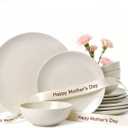 Ceramic Dinnerware Sets for 4,12 Pieces Plates and Bowls Sets, Plates Pasta Bowls Soup Bowls, Modern Stoneware Dishes, Reaction Glaze (White)