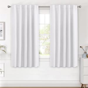 H.VERSAILTEX White Curtains Thermal Insulated Window Treatment Panels Room Darkening Privacy Assured Drapes for Living Room Back Tab/Rod Pocket Bedroom Draperies, 42 x 54 Inch, 2 Panels