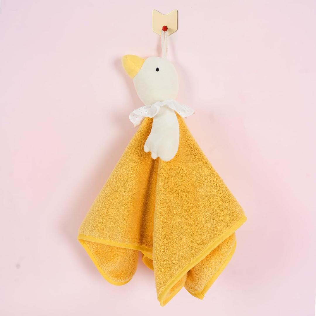 Silly Goose Blanket Soft Goose Lovey Cuddle Towel Unisex Cuddle Snuggle 14 Inch Stuffed Plush Animal Gender Neutral Comfort Blanket for Safe Soothing Sleep Environment, New Parents Gift (Yellow)