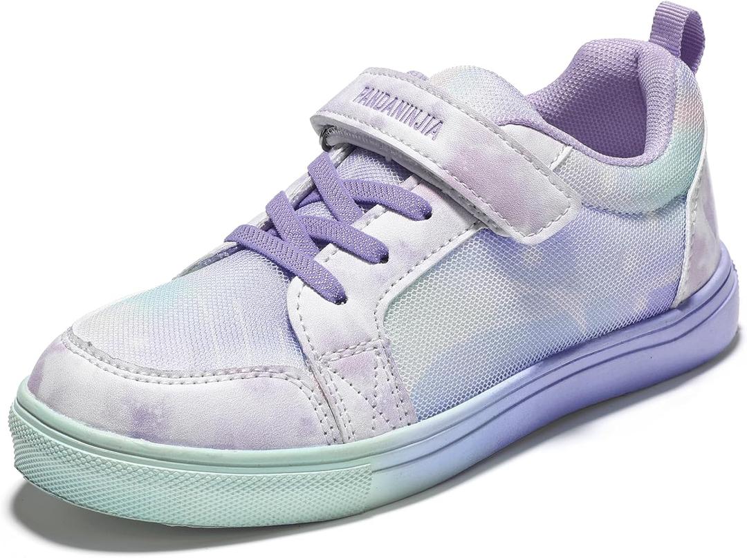 PANDANINJIA Girls Shoes Little Kids Toddler Sneaker with Hook and Loop Casual Party School Dream Color Shoes (Purple, 3)