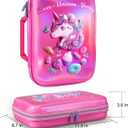 Kids Lunch Box Bag Set: Girls Unicorn Lunch Bags Bento Boxes with 3-Compartment Included Ice Pack Water Bottle Insulated Lunchbag Reusable School Lunchbox Containers Kit for Toddler Daycare Childrens (Pink)