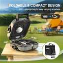 2-Burner Camping Stove Foldable, Portable Propane Camp Stove with 16000 BTU Adjustable Burners and Piezo Ignition, Folding Stove with Carry Bag & Handle for Camping, Tailgating, Backyard BBQ (Grey)