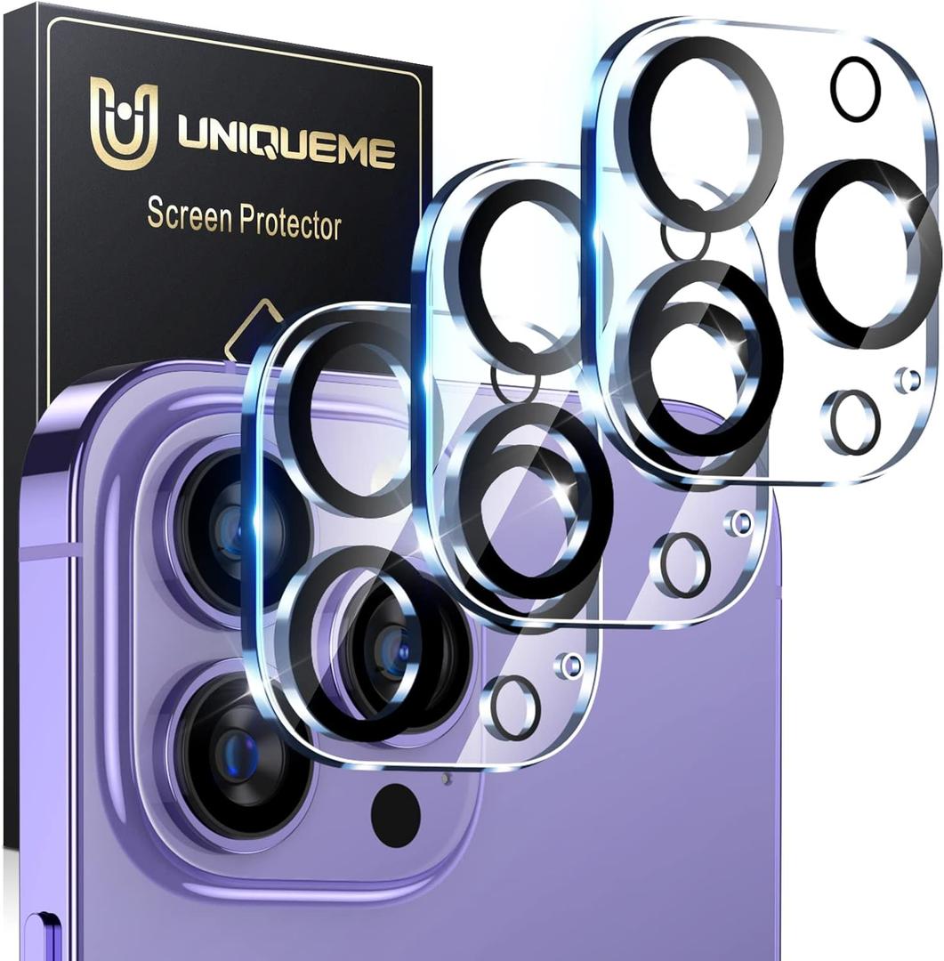 UniqueMe [3 Pack Compatible for iPhone 14 Pro Max/iPhone 14 Pro Camera Lens Protector Tempered Glass,[Case Friendly][Scratch-Resistant][Night Shooting Mode] - Clear (Transparent)