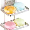 YQh 4 Tier Shower Shampoo Soap Holder, Shower Wall Soap Dish Holder, Shampoo Bar Holder, Bathroom Soap Box, Self-Draining Soap Bar Holder, Stainless Steel Soap Holder for Bathroom, Kitchen (Four Shelf Soap Rack)