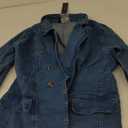 Allegra K Jean Blazer for Women's Lapel Notch Collar Long Sleeve Denim Jackets (Large)